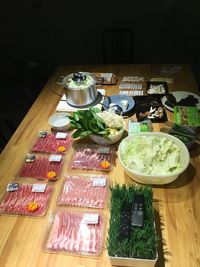 High angle view of food on table