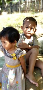 Siblings on footpath