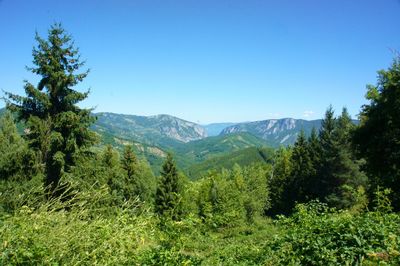 Scenic view of mountains against clear sky