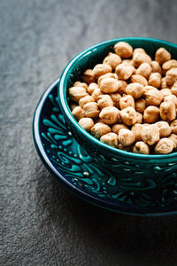 High angle view of food in bowl on table