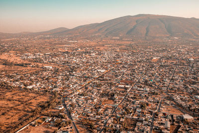 High angle view of townscape against sky