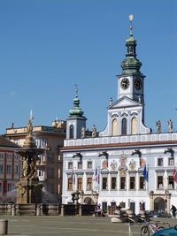 View of buildings against clear sky