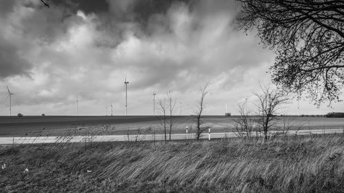 Scenic view of land against sky