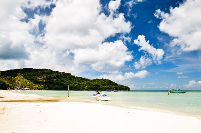 Scenic view of beach against sky