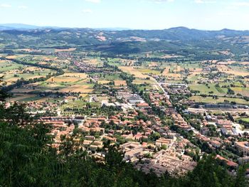 High angle view of townscape against sky