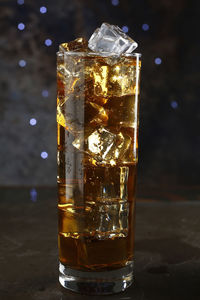 Close-up of ice cubes in glass