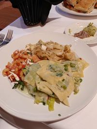 High angle view of meal served in plate