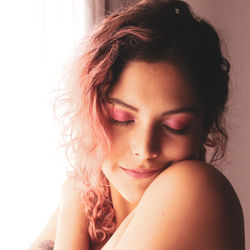 Close-up portrait of a beautiful young woman