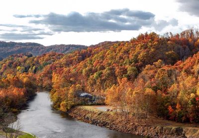 Scenic view of trees against sky during autumn