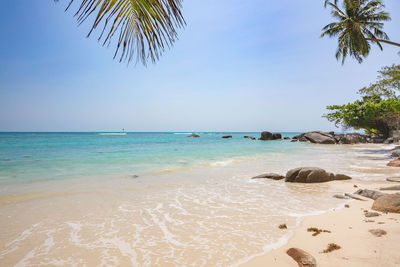 Scenic view of sea against clear sky