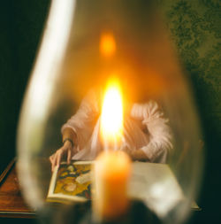 Close-up of illuminated candle