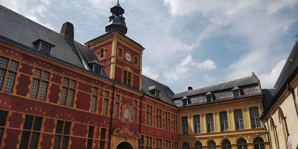 Low angle view of historical building against sky