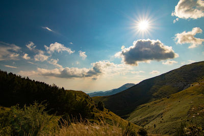 Scenic view of mountains against sky