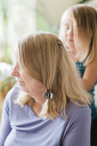 Close-up of woman with hair clip