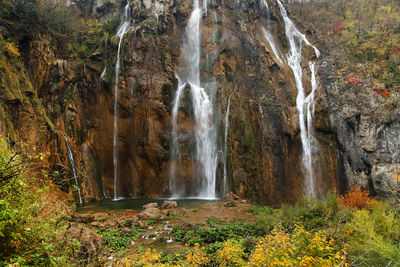 View of waterfall in forest