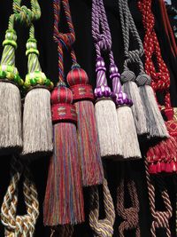Close-up of multi colored clothes hanging