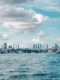 Scenic view of sea against cloudy sky