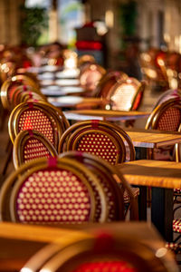 Chairs and tables arranged in restaurant