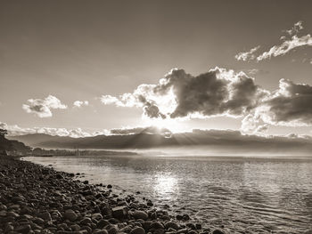 Scenic view of sea against sky during sunset