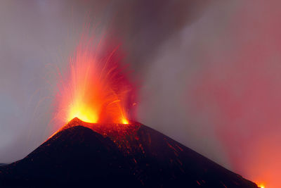 Etna volcano during strong eruption - sicily adventures