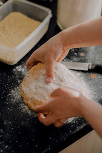 Close-up of person preparing food