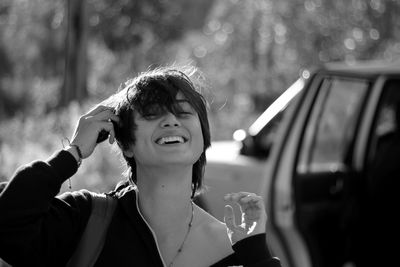 Close-up of young woman smiling