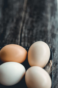 Close-up of eggs on table