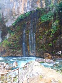 Scenic view of waterfall