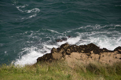 High angle view of sea waves