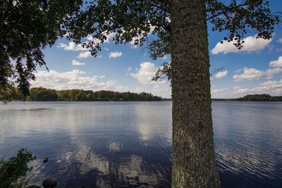 Scenic view of lake against sky