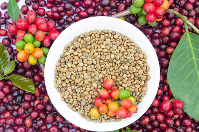 High angle view of fruits in bowl