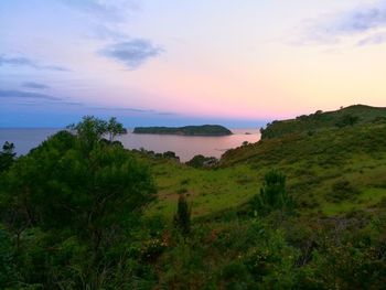 Scenic view of sea against sky during sunset