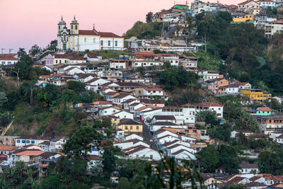 High angle view of townscape against sky