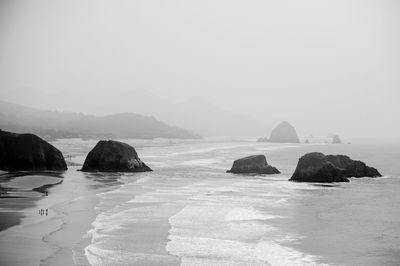 Scenic view of sea against clear sky