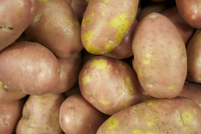 Full frame shot of raw potatoes for sale at market