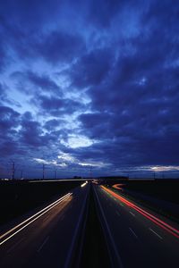 Light trails on highway at night