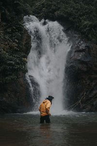 Scenic view of waterfall