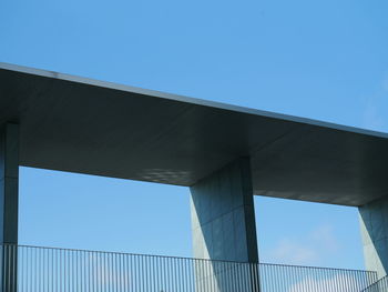 Low angle view of building against blue sky