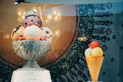 Close-up of ice cream in shop