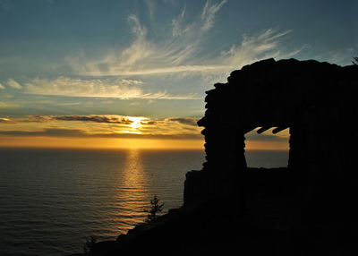 Scenic view of sea at sunset