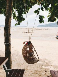 View of fishing net on beach