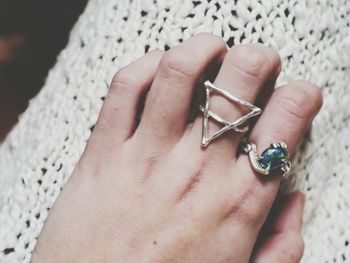 Rings on woman's hand