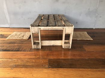 Empty bench on table at home