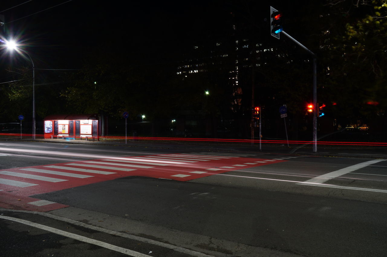 VIEW OF ROAD AT NIGHT