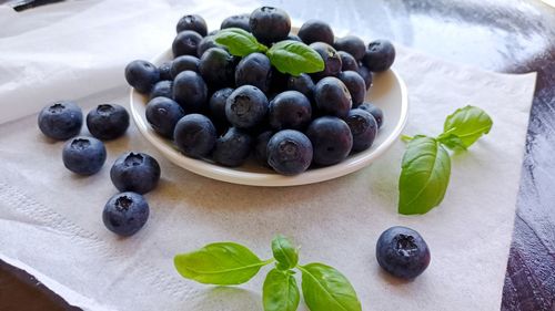 Blueberries in a beautiful white plate