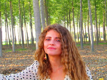Portrait of woman in forest