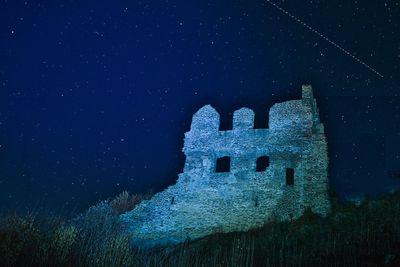 Old ruin of star field at night