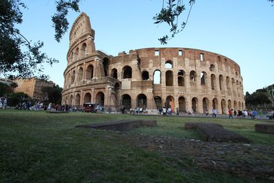 Tourists at historical building