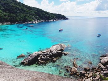 Scenic view of sea shore against sky