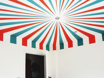 Close-up of flags against wall at home